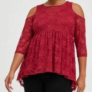 Torrid burgundy cold shoulder trapeze size 4x